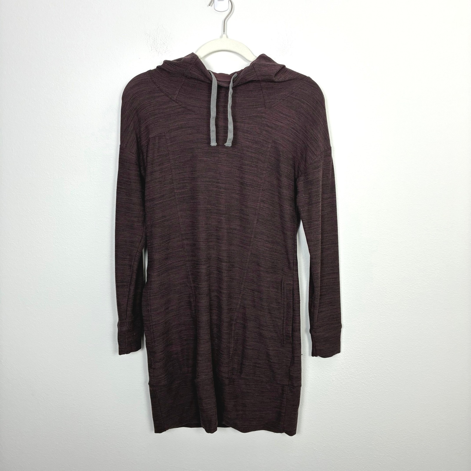 Toad & Co Intermosso Hooded Dress Women's Xs Burgundy Jersey Knit Outdoor Cozy